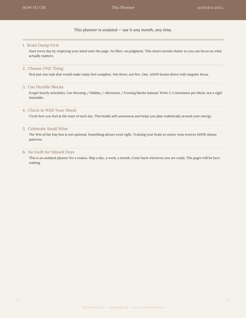 ADHD Digital Planner 2026 — Essentials Edition | Aether & Quill