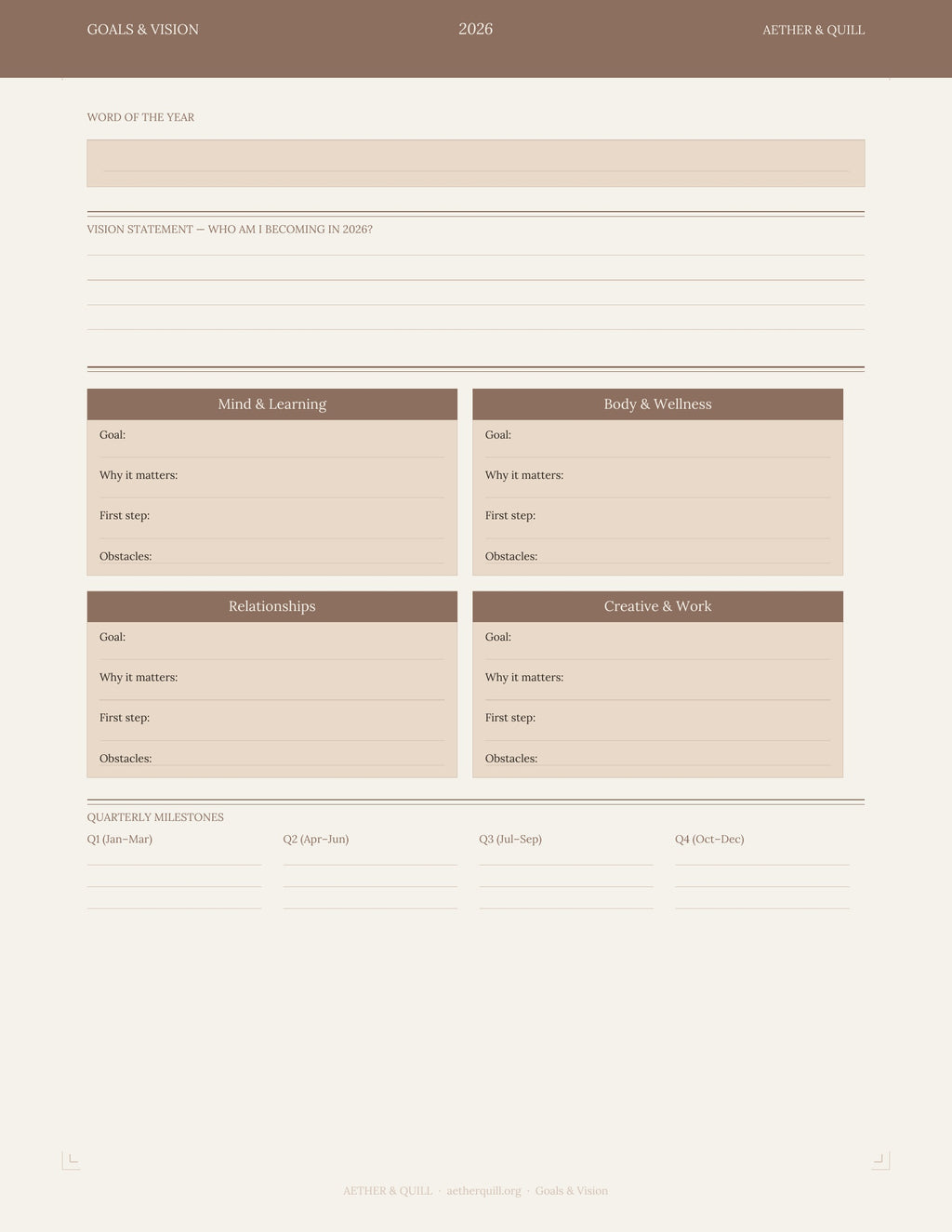 ADHD Digital Planner 2026 — Pro Edition | Aether & Quill