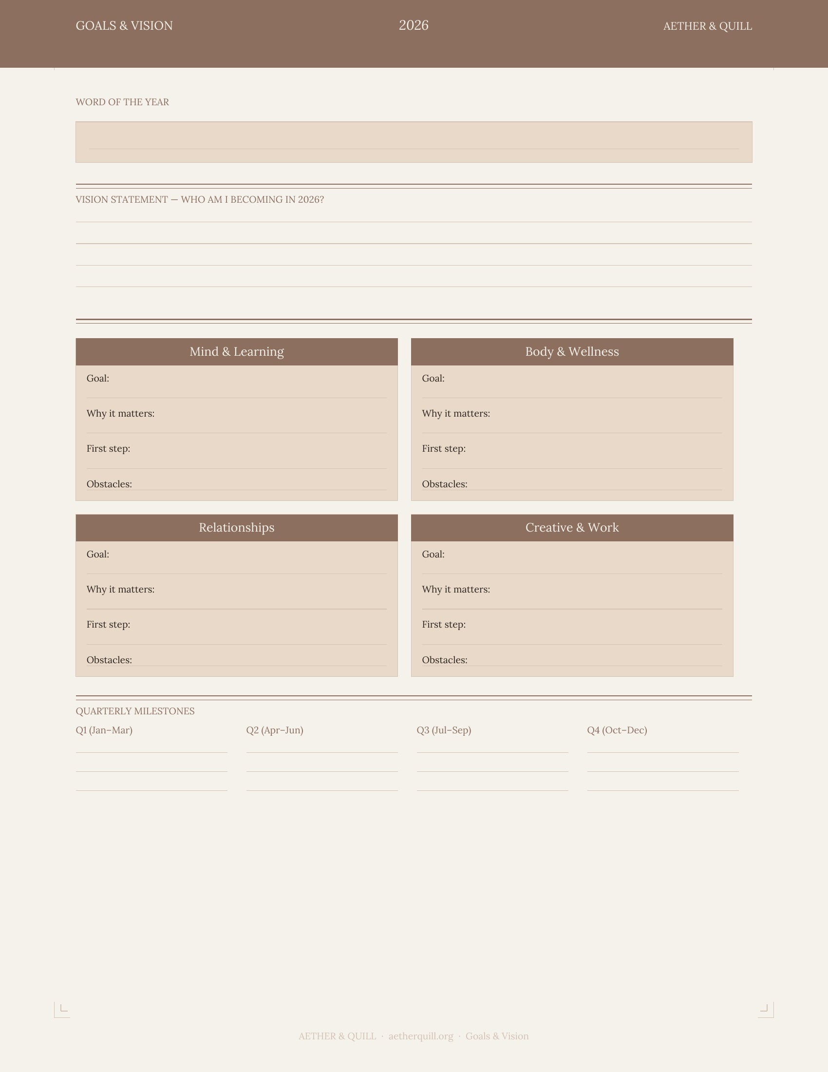 ADHD Digital Planner 2026 — Pro Edition | Aether & Quill