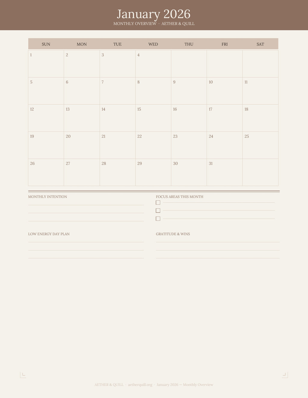 ADHD Digital Planner 2026 — Pro Edition | Aether & Quill