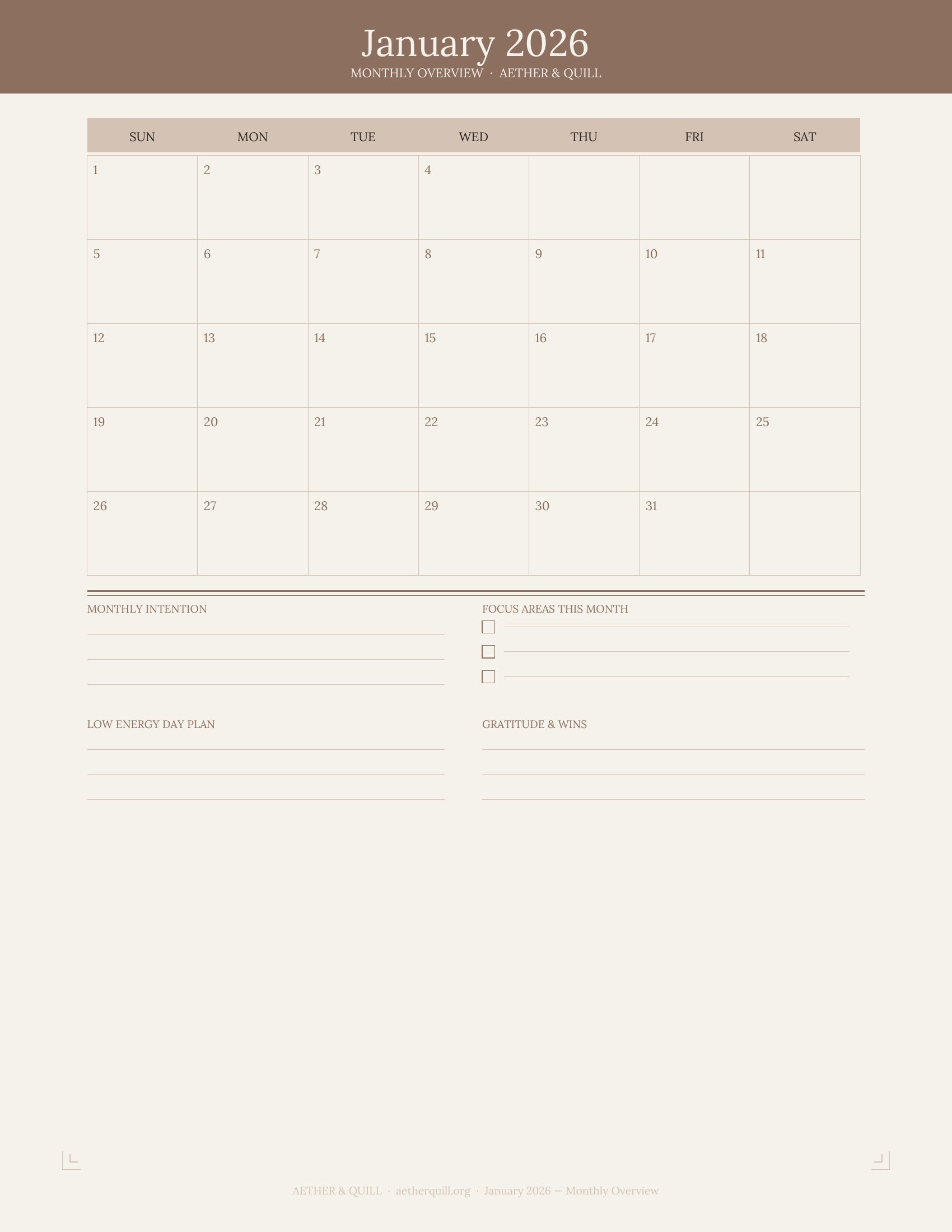 ADHD Digital Planner 2026 — Pro Edition | Aether & Quill
